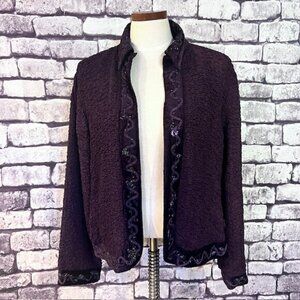 Chico's Purple Long Sleeve No Close Jacket Size L